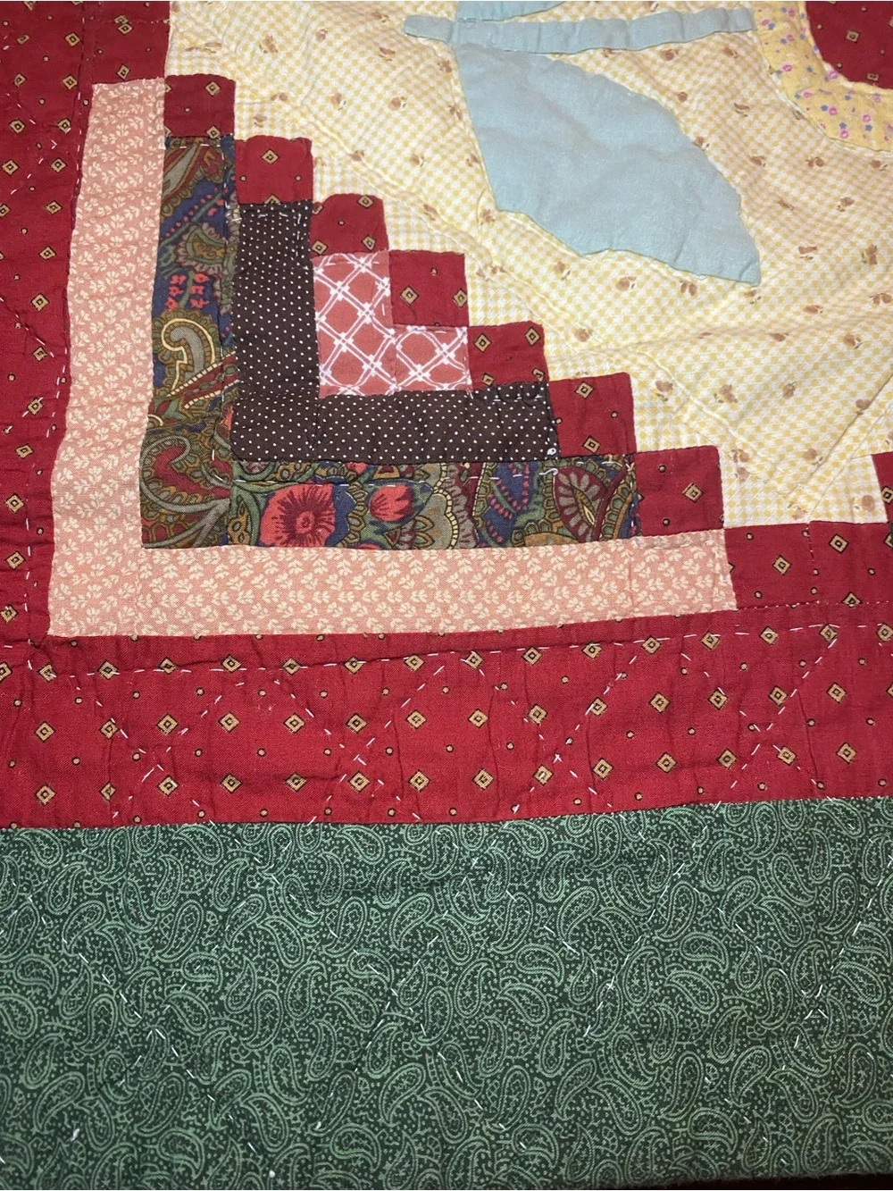 Vintage Patchwork Quilt floral pattern in Multi-color design Queen/Full 1993